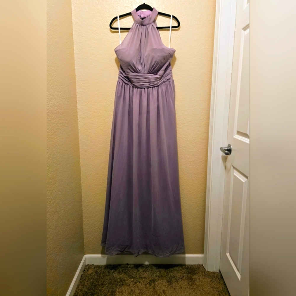 Lavender Sleeveless High Neck Formal Dress